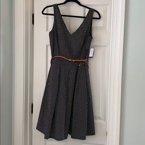 Nine West black & white polka dot a-line dress